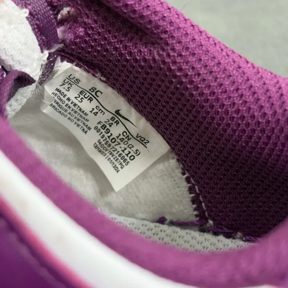 Nike Dunk Low White/Viotech-White - size 8C Toddler FB9107-110 Bnfts Charity